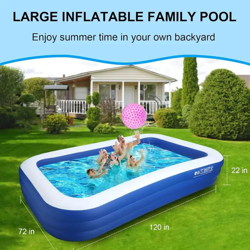 Aufblasbarer Pool für die Familie in Blau-Weiß, übergroßer und verdickter Outdoor-Pool für Garten und Wasserpartys - Bild 2