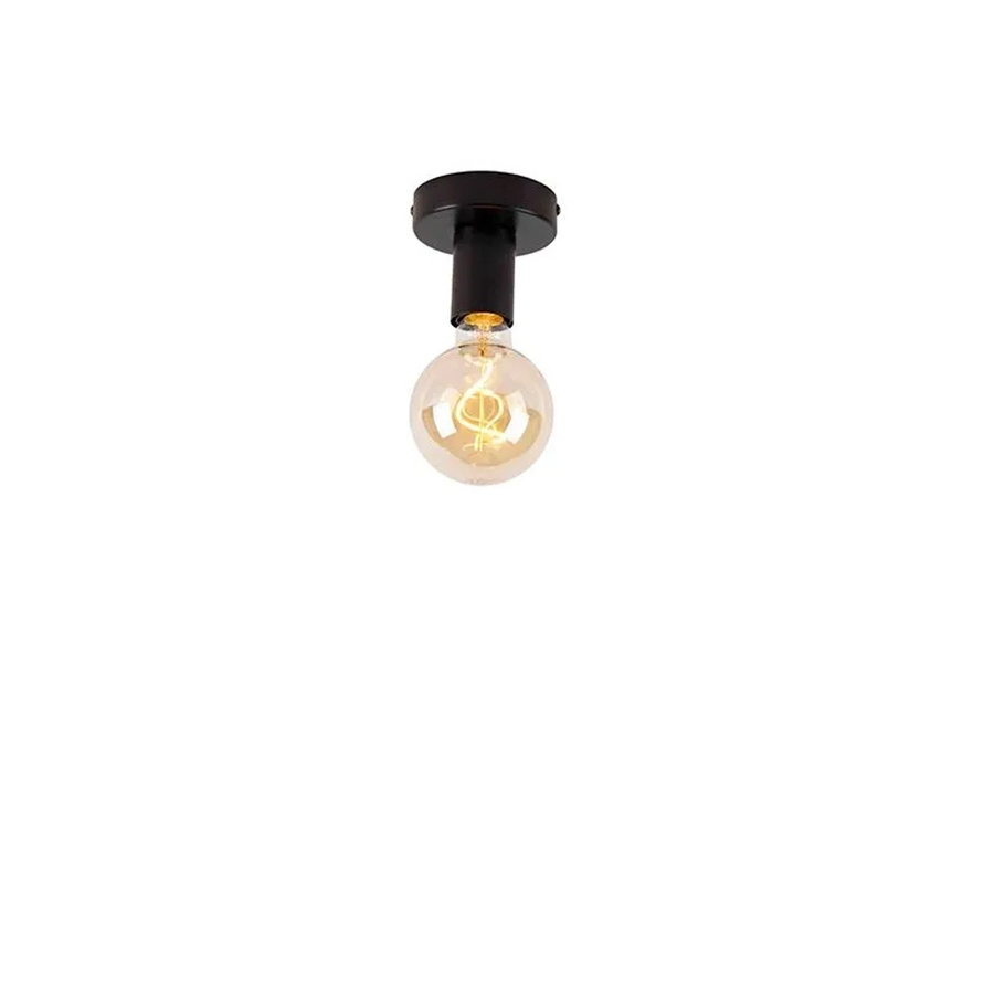 QAZQA Moderne Deckenleuchte Facil in Schwarz, runde Metalllampe mit Glas, dimmbar, E27 Fassung - Bild 2