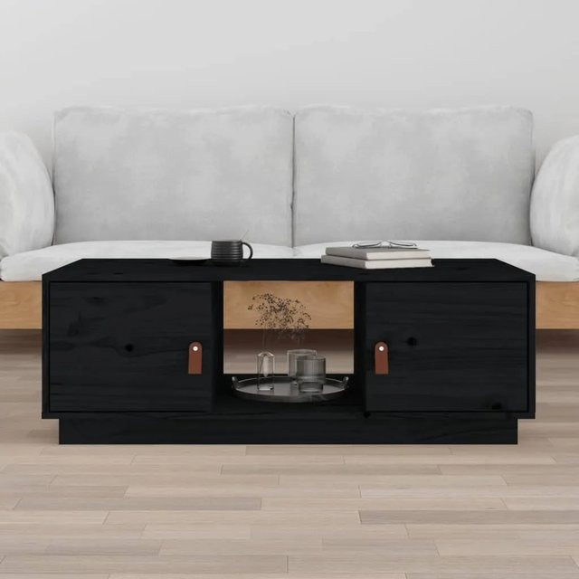 vidaXL Couchtisch aus massivem Kiefernholz in Schwarz, rustikaler Couchtisch für dein Wohnzimmer, B/T/H: 100 x 50 x 35 cm - Bild 1