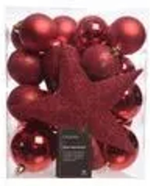 Kaemingk Weihnachtsbaumkugeln Rot, 33 Stück, Bruchfest, Durchmesser: 8 cm - Bild 1