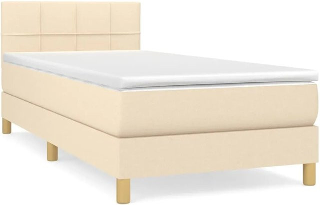 vidaXL Boxspringbett mit Matratze in Beige, Hybrid-Design mit Taschenfederkern, B/T/H: 190 x 90 x 78 cm - Bild 1