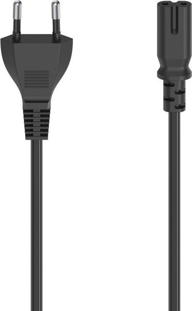 Hama Netzkabel mit Euro-Stecker und 2-poliger Doppelnut-Kupplung in Schwarz, Länge: 0,75 m - Bild 1