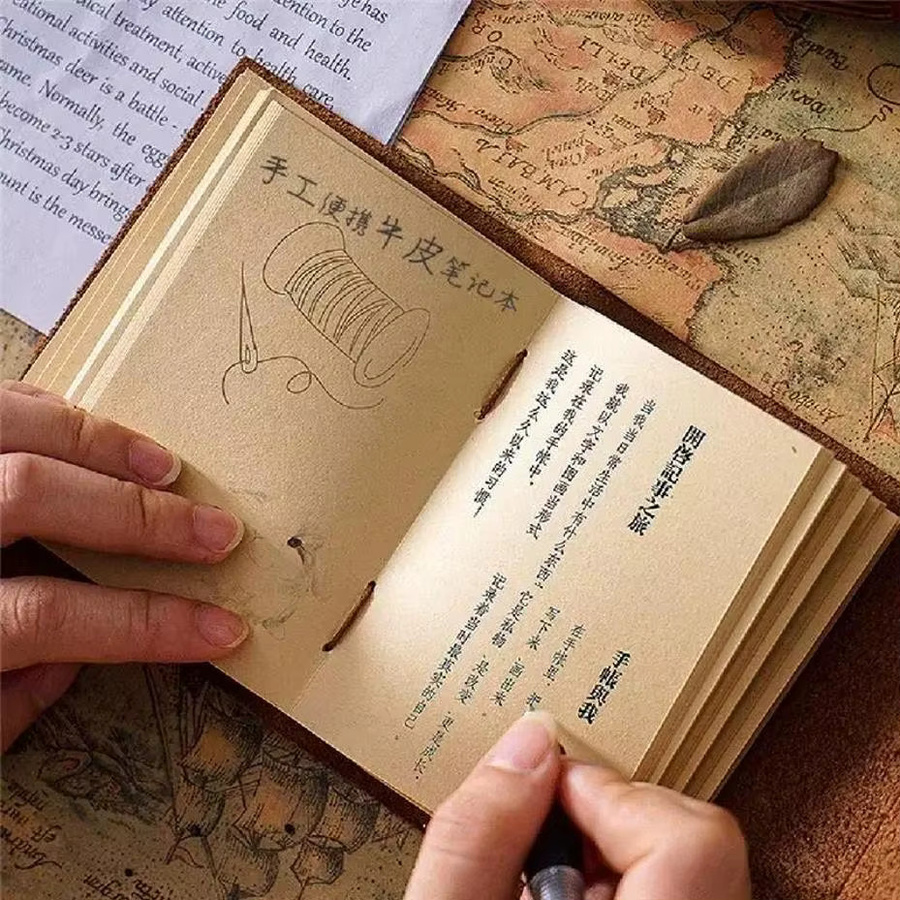 Handgefertigtes Vintage Reisejournal aus PU-Leder in Braun mit Hardcover und unbeschriebenen Seiten - Bild 2