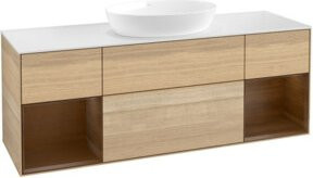V&B Waschtischunterschrank Finion Wandbeleuchtung in Weiß und Eiche, Breite: 160 cm, Tiefe: 50,1 cm, Höhe: 50,1 cm - Bild 1