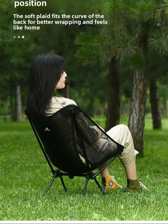 XIANGYANGHUA Moon Chair Atmungsaktiver Outdoor-Camping-Angelstuhl aus 7075 Aluminiumlegierung mit Textilene-Netzgewebe in Schwarz oder Weiß - Bild 6