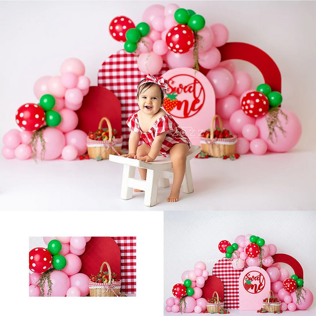 VIKAMA Erdbeer-Schatz-Wandteppich mit floralem Design für Babyparty und Wanddekoration, Mehrfarbig - Bild 1