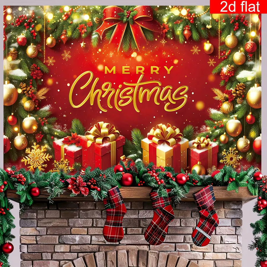 VIKAMA Weihnachts-Wandteppich in Rotgold für Wohnzimmer und Schlafzimmer, Wandbehang zur Weihnachtsdekoration, B/H: 60 x 40 cm - Bild 2