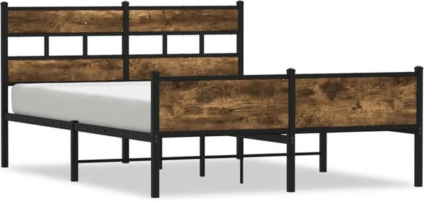 vidaXL Bettgestell ohne Matratze in Räuchereiche und Braun, B/T/H: 140 x 200 cm