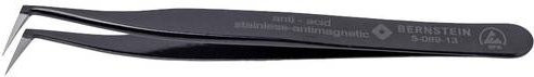 BERNSTEIN ESD Pinzette 5-089-13 mit 6 Hackenspitze aus Edelstahl in Schwarz, Länge: 115 mm - Bild 1