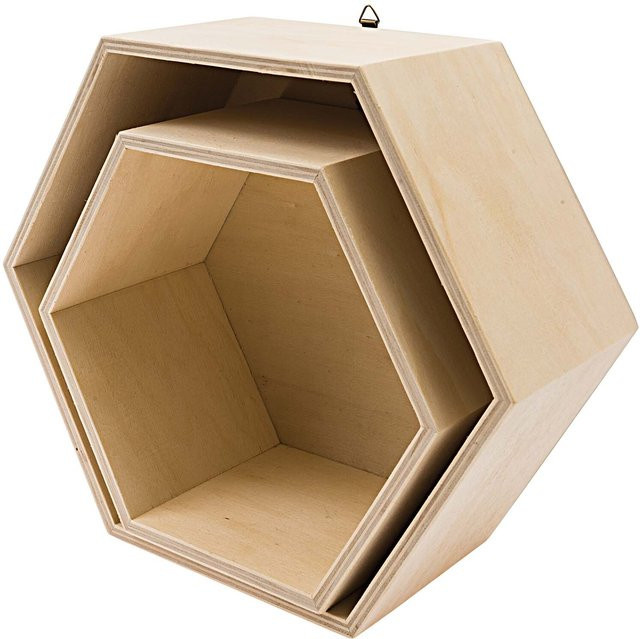 Rico Design Holzbox Set aus Pappelsperrholz in Hell und Sechseckig - Bild 1