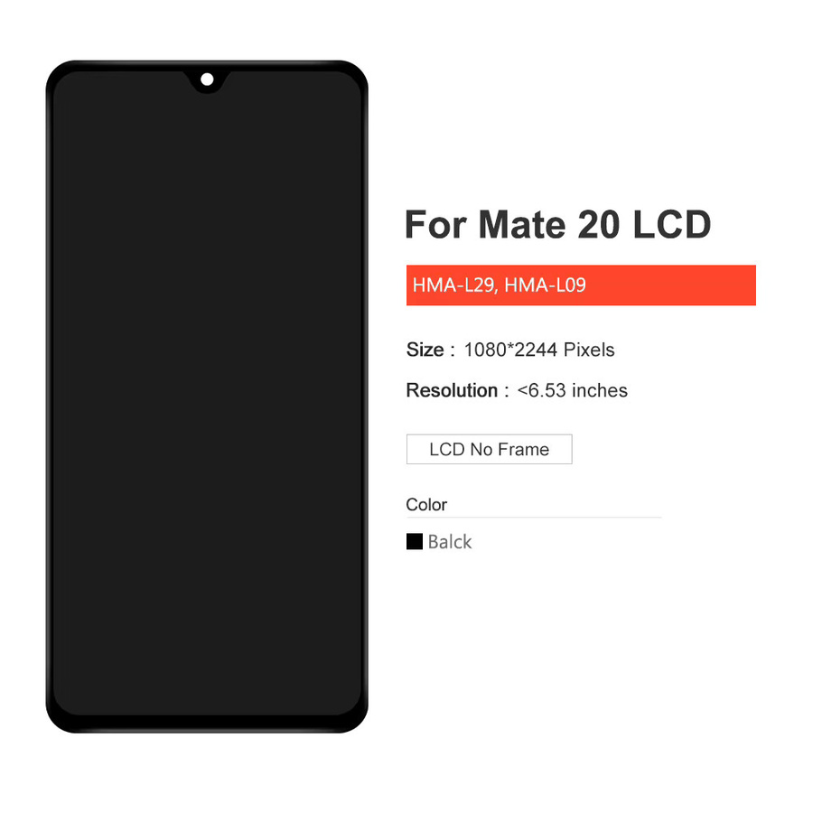 Huawei Mate 20 AMOLED LCD-Display mit Touchscreen-Digitizer-Baugruppe in Schwarz, kompatibel mit HMA-L29 L09 LX9 AL00 TL00 - Bild 3