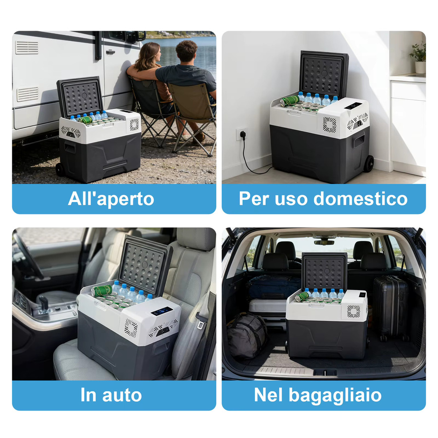 SIHAO Tragbarer Kompressor-Fahrzeugkühlschrank als Kühl-Gefrierkombination für Camping und Outdoor, 12/24V DC und 110-240V AC - Bild 3