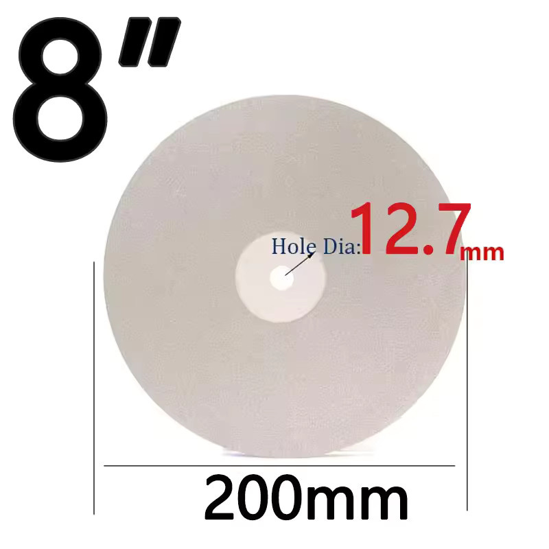 Diamantbeschichtete Läppscheibe Grau, 200 mm Durchmesser, Körnung 46–2000, 1/2 Zoll Loch, flache Rundscheibe zum Schleifen von Edelsteinen, Schmuck und Felsen - Bild 2