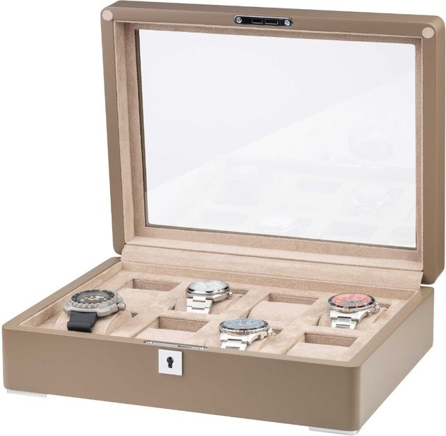 Rothenschild Uhrenbox RS-3420-8-TA-TAN in Braun mit beigem Samt - Bild 1