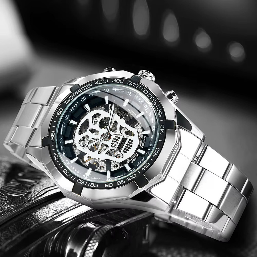 WINNER Armbanduhr Automatik, Edelstahl, Schwarz, Herren - Bild 3