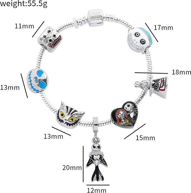 Armband Emaille-Charms, Messing, Weiß, Unisex, 17cm - Bild 1