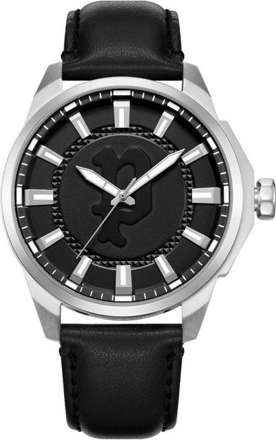 Police Herrenuhr, Quarz, Edelstahl, 46 mm, Leder, Schwarz - Bild 1