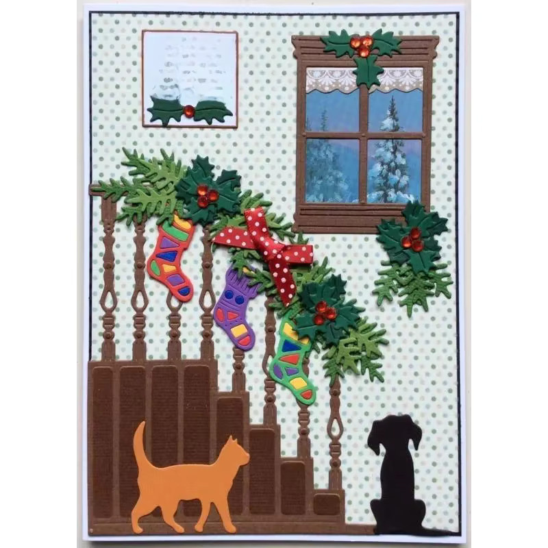 CYFUN DESIGN Metall-Schneideform für DIY Handwerk und Scrapbooking mit Weihnachts-Motiv Hund und Katze in Silber - Bild 3