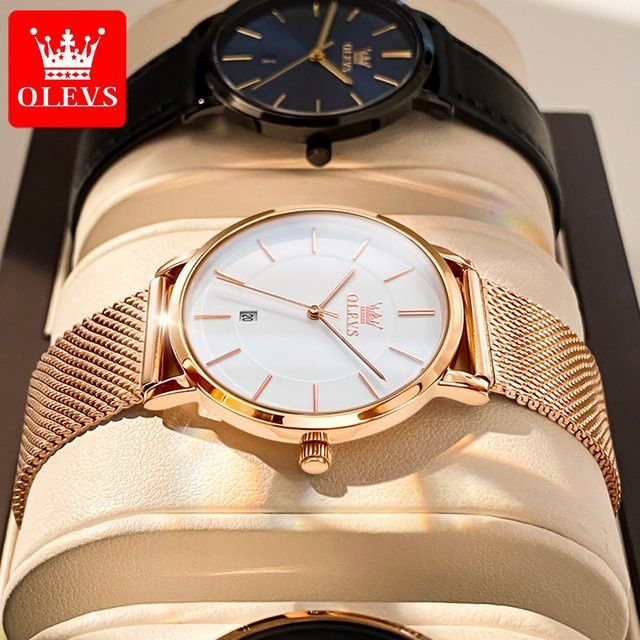 Olevs Armbanduhr Quarz, Edelstahl, Roségold, Damen - Bild 1