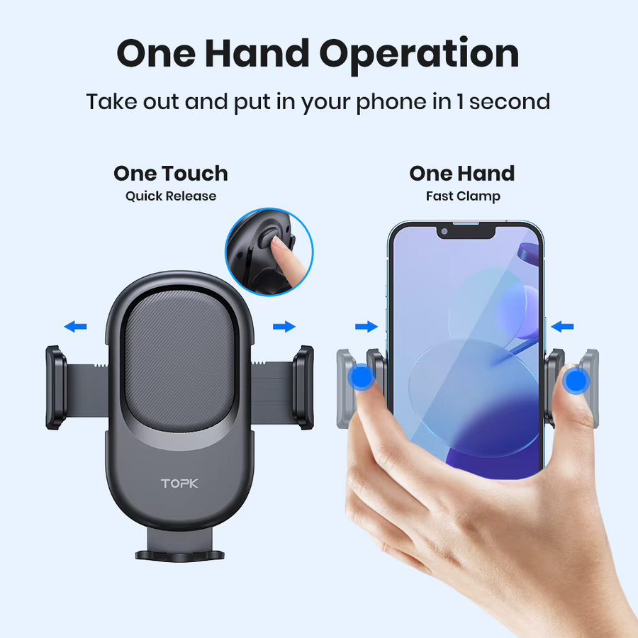 TOPK 3-in-1 Autotelefonhalterung in Schwarz, universelle Halterung für Armaturenbrett und Lüftungsschlitz als Freisprechständer für dein iPhone - Bild 2