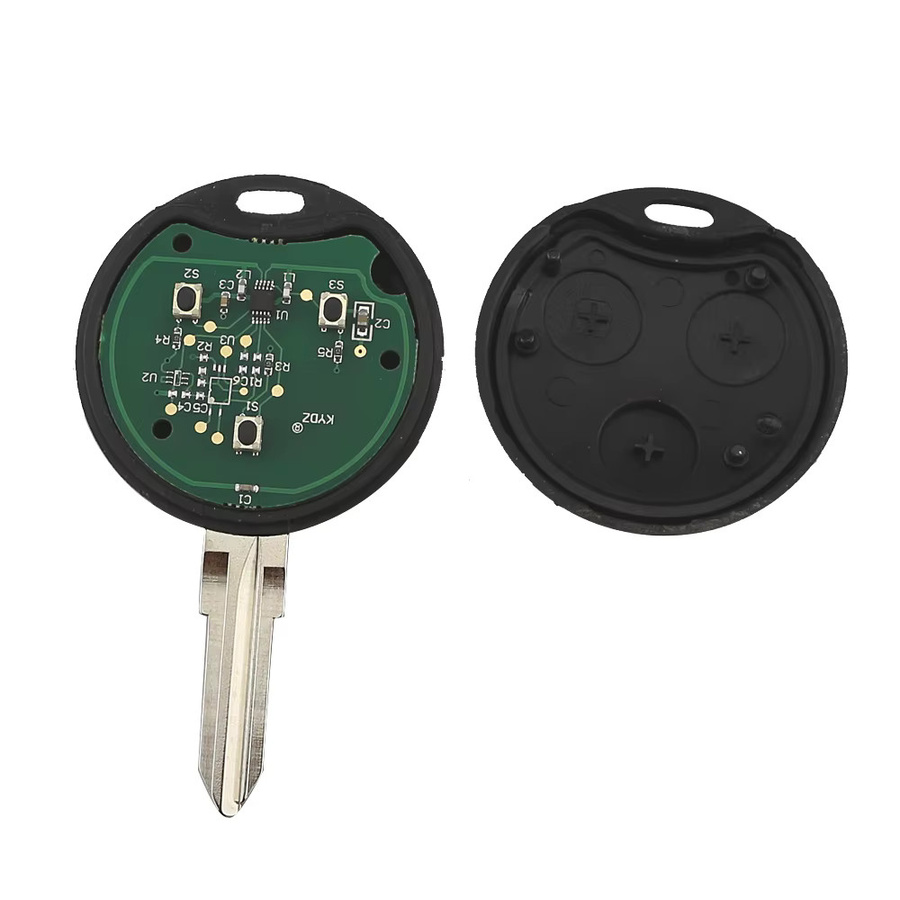 YIQIXIN Smart Remote Auto Schlüssel 433 MHz mit 3 Tasten für Mercedes Benz, Smart Fortwo, Forfour, 450 Roadster, City Coupe und Cabrio in Schwarz mit ungeschnittener Klinge - Bild 3