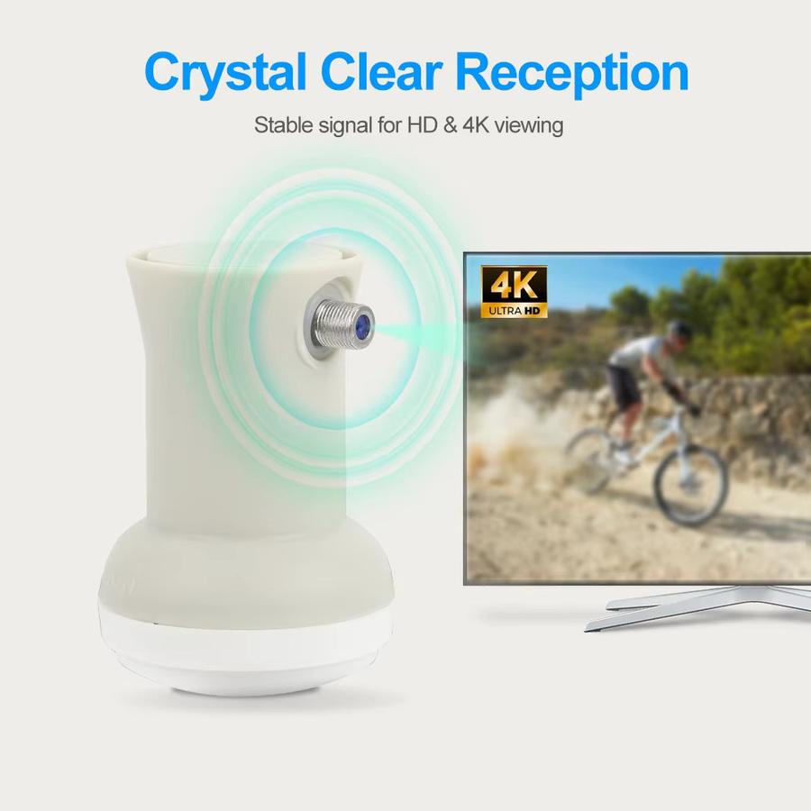 Kebidumei 4K Ultra HD Universal Linear Converter Digitaler KU-BAND Single LNB Satelliten-TV-Empfänger in Weiß - Bild 2
