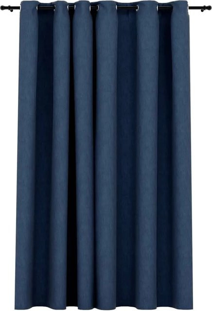 vidaXL Verdunkelungsvorhang mit Ösen in Leinenoptik, Blau, B: 290 cm, H: 245 cm - Bild 1