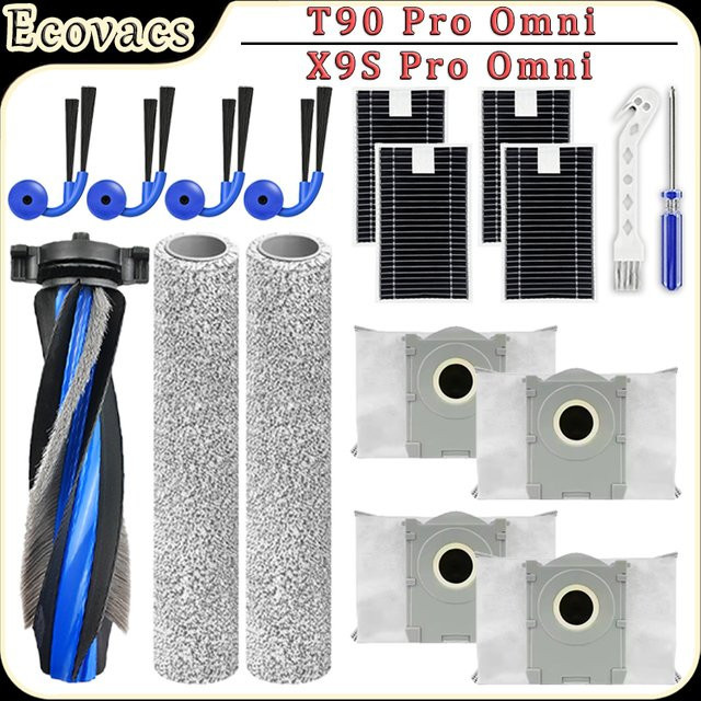 Ecovacs Ersatzteil-Set für T90 Pro Omni und X9S Pro Omni Roboterstaubsauger mit Hauptseitenbürste, Filter, Rollmopp und Staubbeuteln - Bild 1