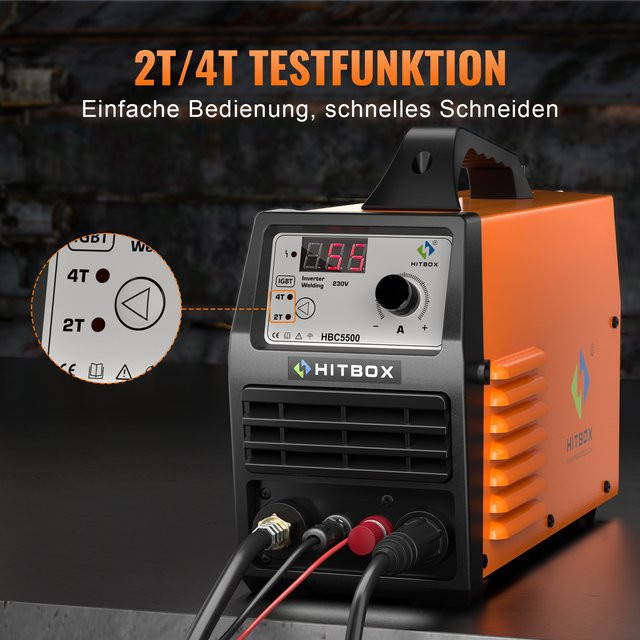 HITBOX Plasmaschneider HITBOX 55A HBC5500 IGBT Inverter Schweißgerät in Gelb-Orange mit maximaler Schnittstärke von 21 mm - Bild 1
