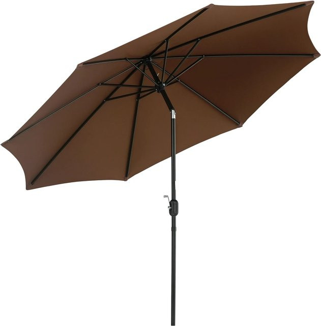 Outsunny Sonnenschirm mit Handkurbel aus Polyester und Stahl in Braun, Durchmesser: 2,95 m, Höhe: 2,5 m - Bild 1