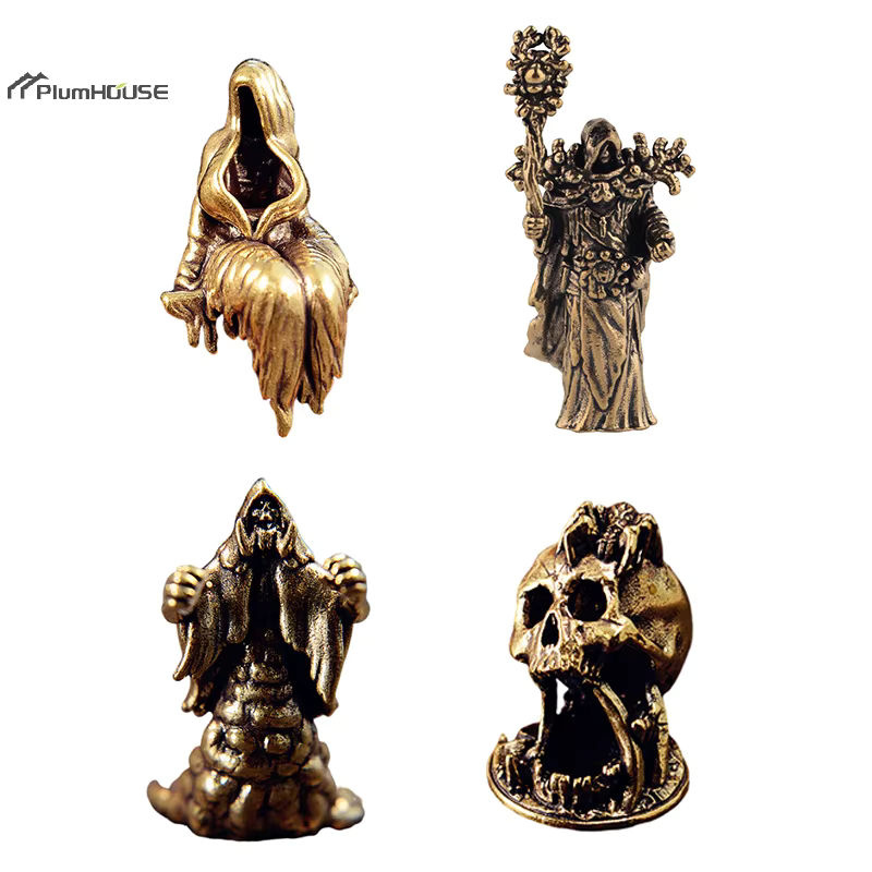 PlumHOUSE Vintage Geist Göttin Statue aus Metall in Kupfer und Gold als Halloween Deko Ornament - Bild 5