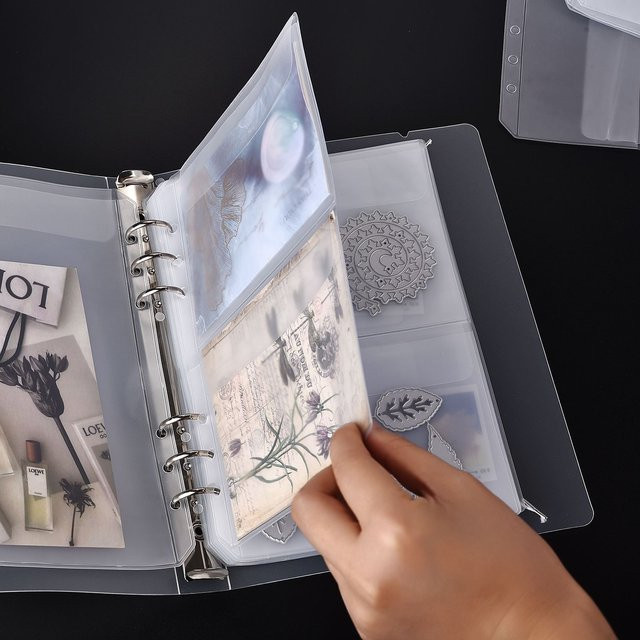 Transparente A5 6-Loch Aufbewahrungstaschen aus Kunststoff für Briefmarken und Organizer - Bild 1