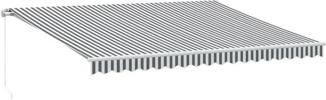 vidaXL Markise manuell aus Aluminium und Polyester, Anthrazit & Weiß, B: 450 cm, T: 350 cm - Bild 1