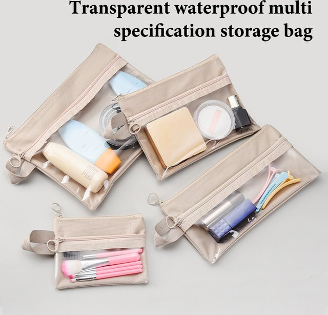Transparente Aufbewahrungstasche aus Kunststoff in Grau für Reise, Toilettenartikel und Make-up - Bild 1