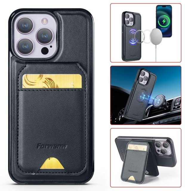 MagSafe Magnetische Leder Klapptasche Handyhülle mit Geldbörse für Apple iPhone kompatibel mit iPhone 16 Pro, 15 Pro Max, 14, 13, 12, 11 und SE in verschiedenen Farben - Bild 1