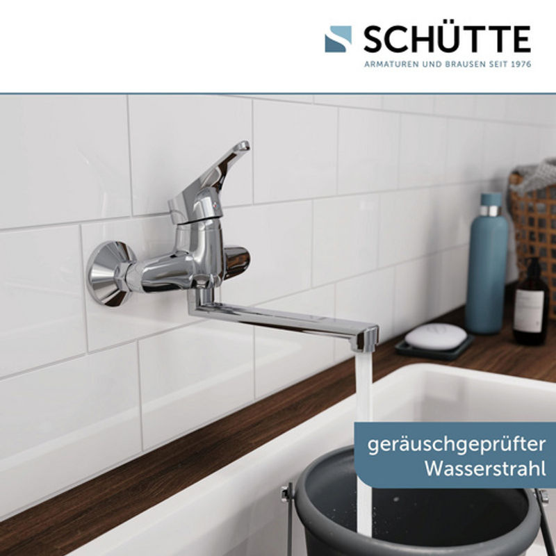 Schütte Wand-Spültischarmatur Attica aus Messing in Chrom Silber mit schwenkbarem Auslauf und Einhebelmischer - Bild 2