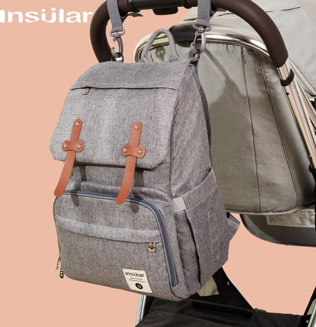 Wasserdichter Wickelrucksack mit USB-Ladeanschluss und Isolierung in Türkis und Grau - Bild 1