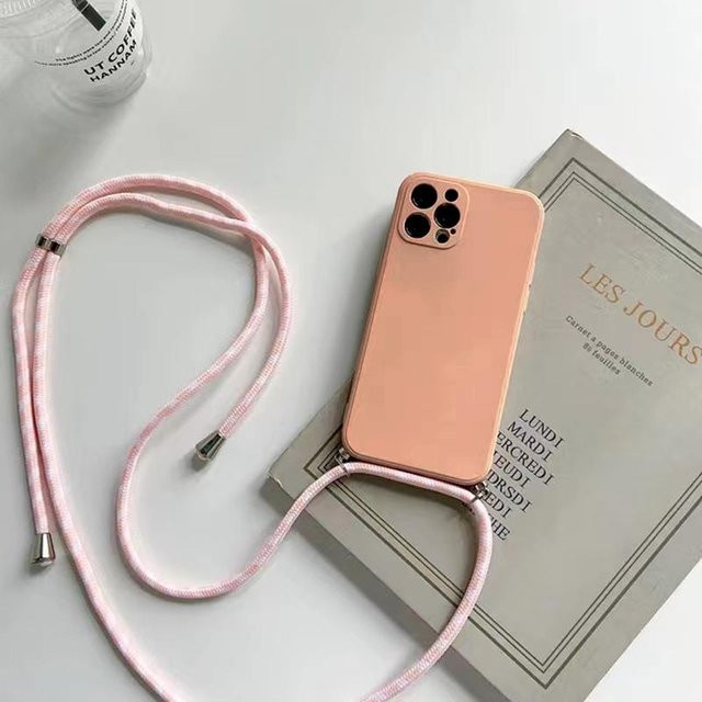 Samsung Galaxy Handyhülle aus weichem Flüssigsilikon mit Umhängeband Kordel in Schwarz oder Pink für Galaxy S8, S9, S10 Plus, S10lite und S10e - Bild 1