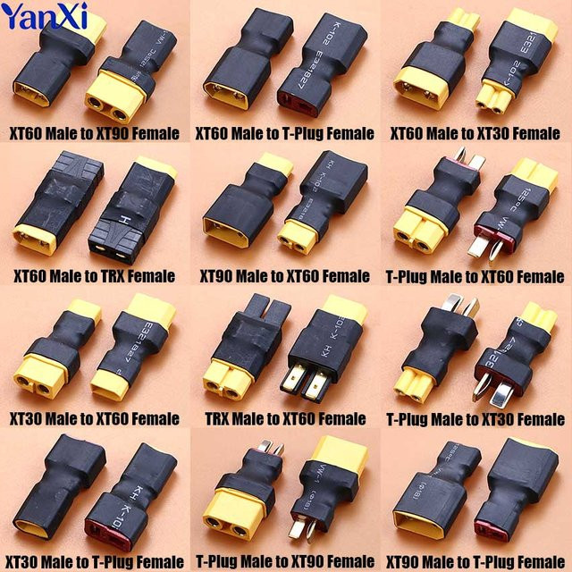 ChengHaoRan XT30 XT60 XT90 TRX T-Stecker Adapter Set, männlich zu weiblich für RC Lipo Akku und Steuerungsteile, 1 Stück - Bild 1