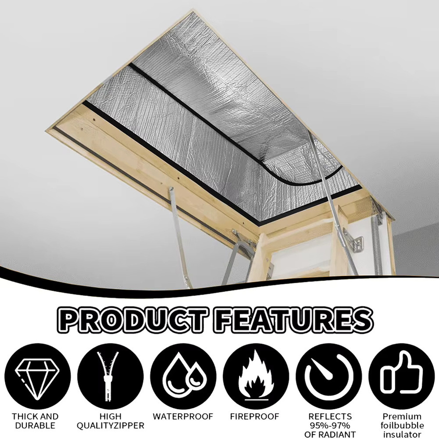 Isolierabdeckung für Dachbodentreppen als Wärmedämmung und Staubschutz, Farbe: Silber, B/T/H: 63,5 x 63,5 x 27,94 cm - Bild 3