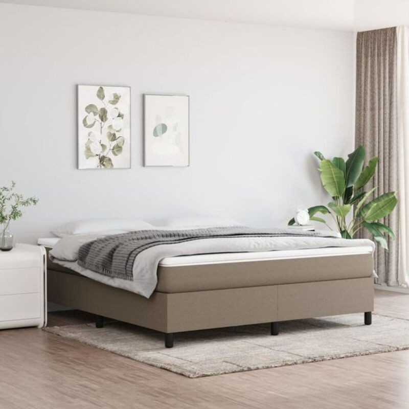 Vidaxl Boxspringbett mit Matratze in Taupe meliert und Weiß, moderner Stoffbezug, B/T/H: 180 x 200 x 35 cm - Bild 1