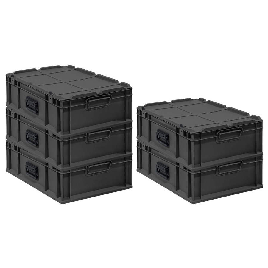 PROREGAL Supersparset 5x Eurobox Nextgen Portable Transportbehälter Schwarz, H x B x T: 18,5 x 40 x 60 cm, 34 Liter - Bild 2