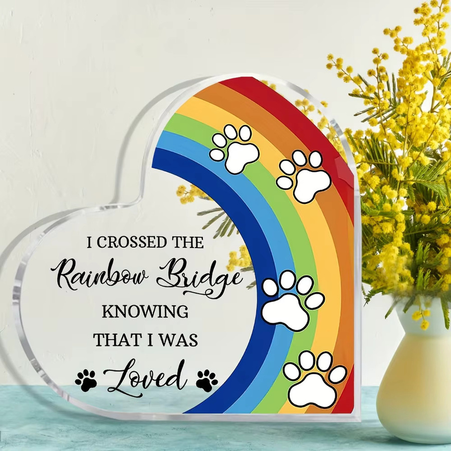 CIFBUY Acryl-Regenbogenbrücke Hunde-Gedenkgeschenk in Schwarz als Beileidsgeschenk bei Haustierverlust für Hunde und Katzen - Bild 3
