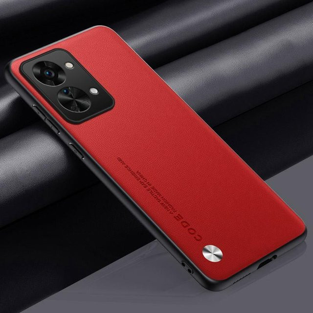 Luxuriöse PU-Lederhülle für OnePlus Nord 2T 5G in Rot mit mattierter Silikonrückseite - Bild 1