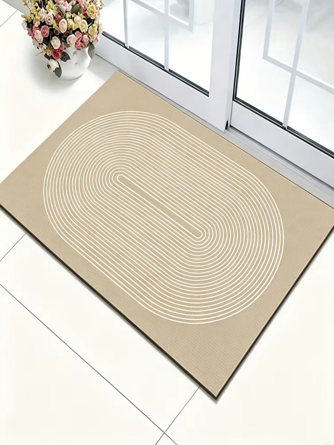 VIKAMA Diatomit-Läufermatte mit geometrischem Blumenmuster in Beige, rutschfester Küchenläufer im minimalistischen nordischen Design - Bild 2