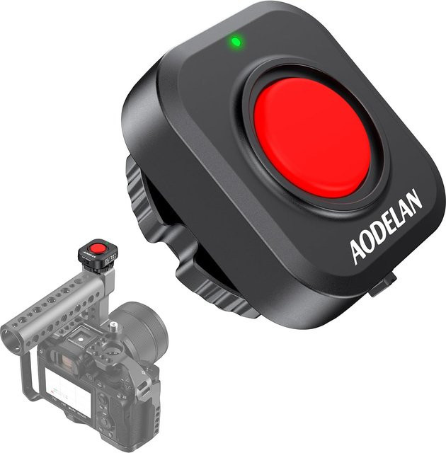 AODELAN Wiederaufladbare kabellose Kamera-Fernbedienung als Aufnahmeknopf für Obergriff, Video Start/Stopp Fernauslöser für Canon Sony Fujifilm, Schwarz - Bild 1