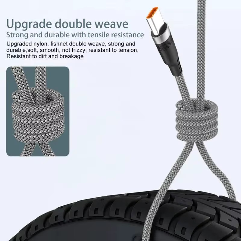 VORILYNEX USB-Typ-C-Ladekabel grau, geflochtenes Datenübertragungskabel mit 6A für iPhone, Huawei, Vivo, OPPO und Realme - Bild 5