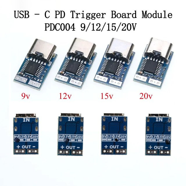 ChengHaoRan USB-C PD-Triggerplatinenmodul für Schnellladung, Blau, USB-Typ-C auf 9 V, 12 V, 15 V, 20 V Stromversorgungs-Boost-Modul - Bild 1