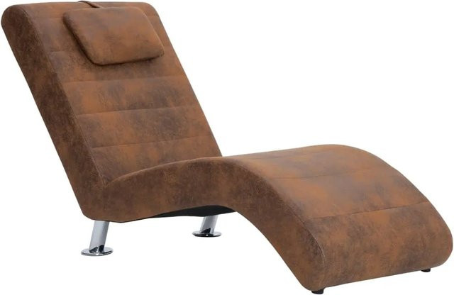 vidaXL Chaiselongue Modell 1 mit Kissen in Braun mit Kunstlederpolsterung und Holzrahmen B: 144 cm, H: 79 cm, T: 59 cm - Bild 1