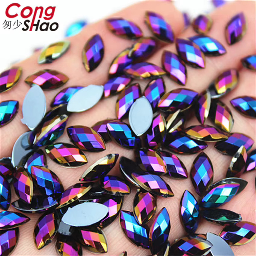 CongShao Strass Auge Form Kristall Flatback Steine, 5x10mm, Glänzend - Bild 3